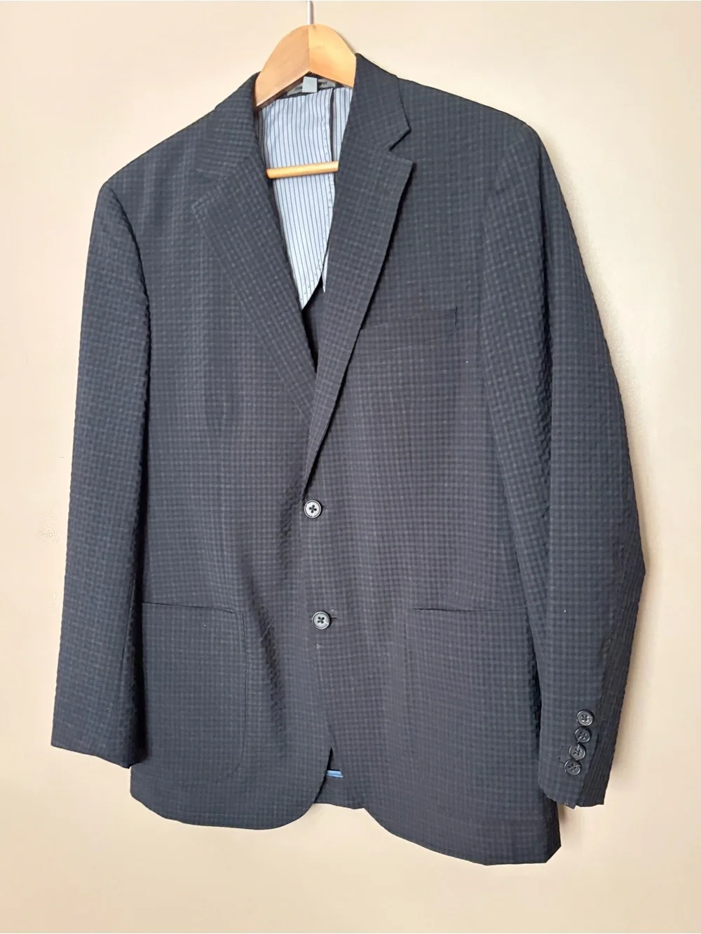 Johnston & Murphy men’s blazer micro gingham seersucker wool blend sports coat M